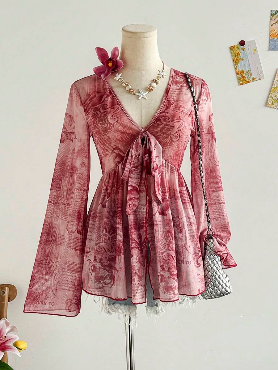 เสื้อชีฟองลายกุหลาบวินเทจ สไตล์ชิคๆ ที่ต้องมีค่ะ